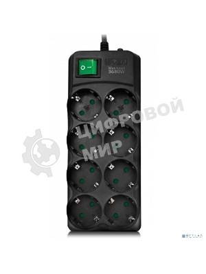 Сетевой фильтр SVEN SF-08E-16 5,0 м (8 розеток с защитными шторками,16А) черный, цветная коробка SV-021726