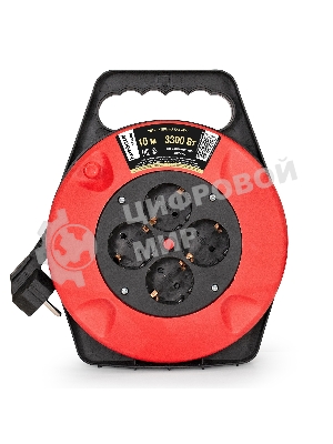 Удлинитель на катушке ExeGate EX286337RUS Master ECS-1-1.5B (4 евророзетки с заземлением, 10 м, защита от детей, защита от перегрузки, 3х1,5 мм2, 15А/3.3 кВт)