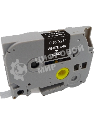 Картридж ленточный Cactus CS-TZE325 TZE-325 белый на черном 9x8 для Brother 1010/1280/1280VP/2700VP