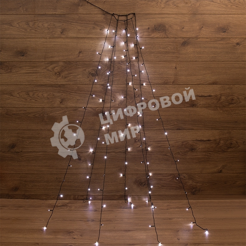 Елочная гирлянда с кольцом Neon-night 7 нитей по 1,5 метра, цвет диодов белый, не соединяется