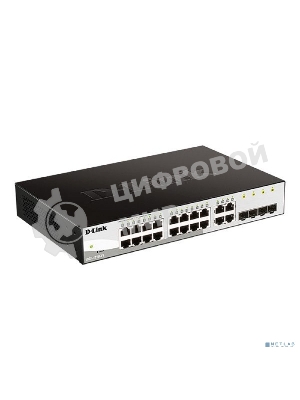 Коммутатор настраиваемый L2 коммутатор, 16х1000Base-T, 4хCombo 1000Base-T/SFP, упрощенный интерфейс CLI