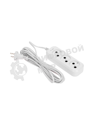 Удлинитель 3 гнезда, 5 м, 2х0,75 мм², б/з, белый PROconnect