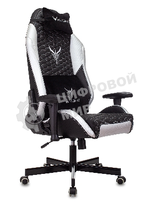 Кресло Knight Neon черный/серебряный, экокожа, 120 кг, механизм качания