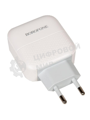 Сетевое зарядное устройство BOROFONE BA46A Premium, один порт USB, один порт Type-C, PD, 18W, 5V, 3.0A, белый