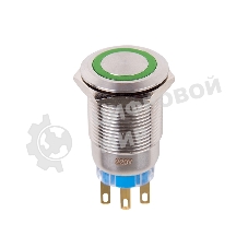Кнопка антивандальная Rexant Ø19 250В Фикс (5с) ON-OFF/OFF-ON подсв/зеленая