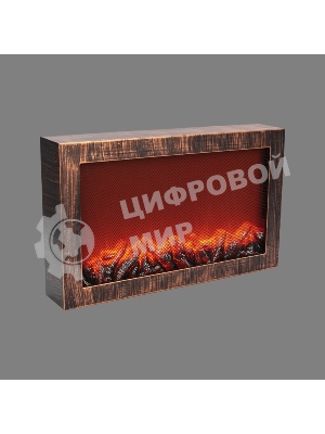 Светодиодный камин Neon-night Ретро с эффектом живого огня 60,3х11х36,8см, работает от батареек 3хС (в комплект не входят) или от USB (в комплекте), бронзовый