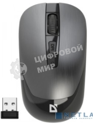 Мышь беспроводная Defender Wave MM-995 серебристый, 1600 dpi, радиоканал, USB, кнопки - 4