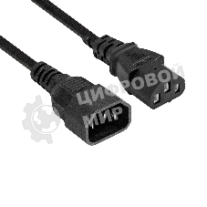 Кабель питания ExeGate Power EC-1P (C13->C14, VDE-250V-3*1.0мм2, медь, черный, 16A, 1 м)