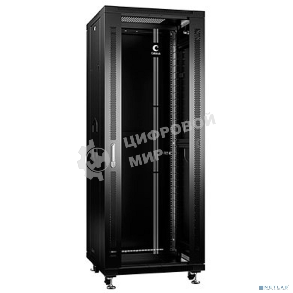 Шкаф телекоммуникационный напольный Cabeus, IP20, 32U, 1610х600х800 мм (ВхШхГ), дверь: стекло, боковая панель: сплошная, разборный, черный