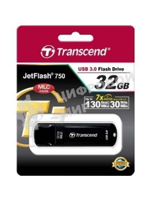 Флешка USB Transcend JetFlash 750 (TS32GJF750K), 32Gb, USB 3.0, R/W 130/30, черный