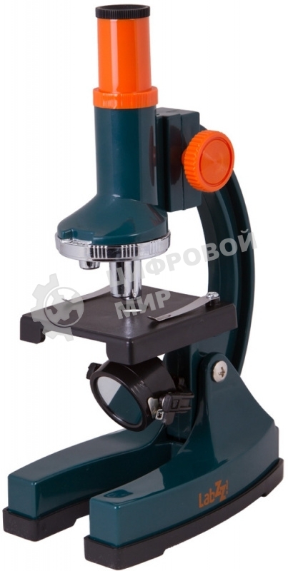 Микроскоп Levenhuk LabZZ M1 монокуляр 100-300 на 3 объектива зеленый/оранжевый