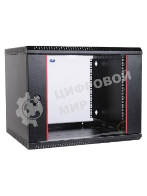 Шкаф телекоммуникационный настенный разборный 9U (600х520) дверь стекло, черный (ШРН-Э-9.500-9005)