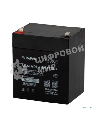 Аккумуляторная батарея Бастион RAPAN SB 12045 АКБ свинцово-кислотная тип AGM 12V 4,5А·ч I зар.1,35А, ножевые клеммы (9162)