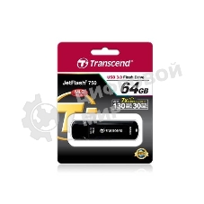Флешка USB Transcend JetFlash 750 (TS64GJF750K), 64Gb, USB 3.0, R/W 130/40, черный
