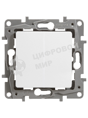 Переключатель 2-клавишный, 10AX, бел. ETIKA 