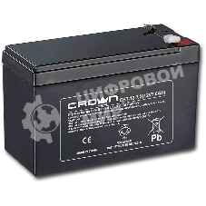 Батарея для ИБП CROWN CBT-12-7.2 (напряжение 12В, емкость 7.2 А/Ч, разм 151х65х100 мм, вес 2,1 кг, тип клеммы - F2, 5 лет)