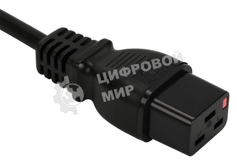 Шнур питания Lanmaster с блокировкой C19-C20, 3х1.5, 220В, 16А, черный, 1 метр