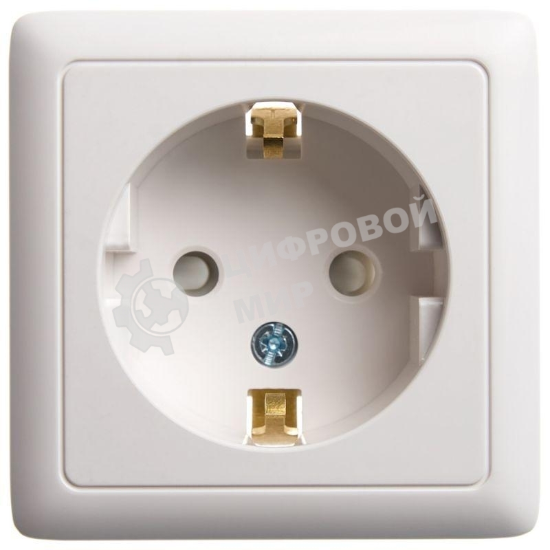 Розетка 1-м ОП Хит 16А 250 В защ. шторки с заземл. белый SchE RA16-138-B