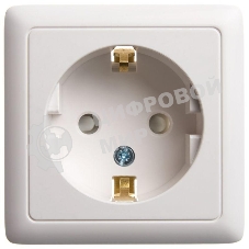 Розетка 1-м ОП Хит 16А 250 В защ. шторки с заземл. белый SchE RA16-138-B