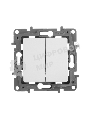 Переключатель 2-клавишный, 10AX, бел. ETIKA 