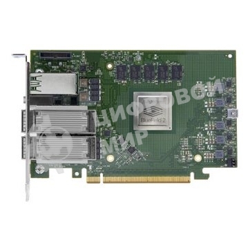 Плата сетевого контроллера, Mellanox Bluefield-2 P-Series SmartNIC 100GbE Dual-Port QSFP56, PCIe Gen4 x16, Crypto Disabled, 16Gb on-board DDR, 1GbE OOB management, Tall Bracket, FHHL. (SSTMBF2H516ACENOT)