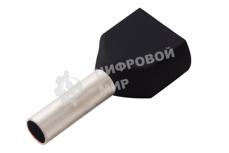 Наконечник штыревой втулочный изолированный Rexant F-8 мм 2х1.5 мм² (НШВи(2) 1.5-8/НГи2 1,5-8) черный