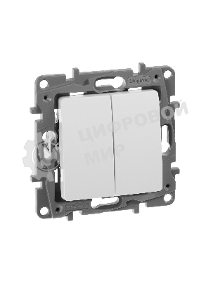 Переключатель 2-клавишный, 10AX, бел. ETIKA 