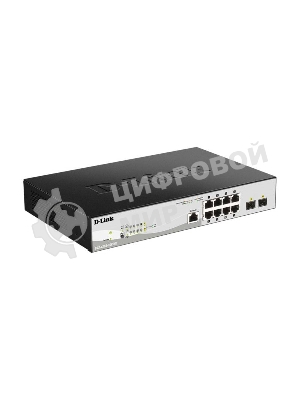Коммутатор D-Link DGS-1210-10P/ME/B1A Управляемый 2 уровня с 8 портами 10/100/1000Base-T с поддержкой PoE и 2 портами 1000Base-X SFP