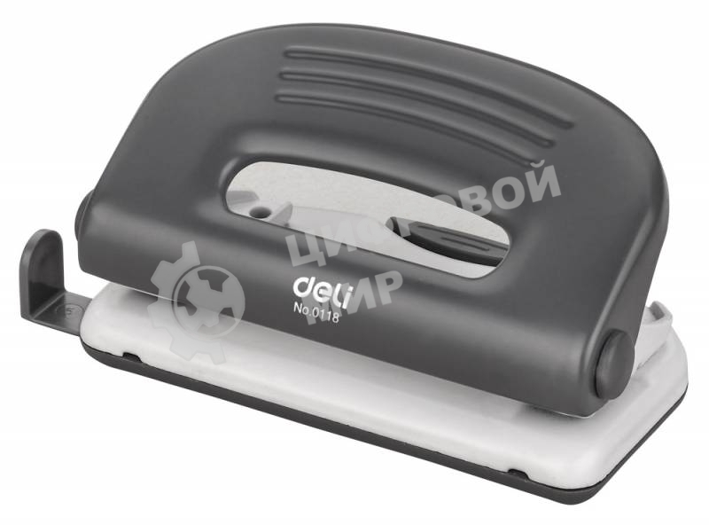 Дырокол Deli PRO E0118, до 10 листов, металл ассорти, отверстий: 2, с линейкой