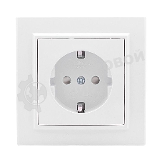 Розетка 1-местная СП с заземлением 16А белая с защ. штор. EKF Basic Минск