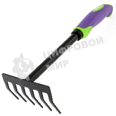 Грабли 6-зубые Palisad, 110х300 мм, стальные, обрезиненная эргономичная рукоятка, LSR1