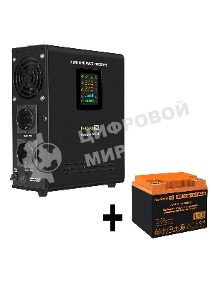 Комплект источника бесперебойного питания Exegate EX295996RUS + батарея 45Aч EX285666RUS 1шт (инвертор, синус, для котла, настенный) ExeGate FineSine SX-800.LCD.AVR.2SH <800VA/500W, чистая синусоида, цветной LCD-дисплей, AVR, 2*Schuko, линейно-интерактивный, крепление настенное/универсальное, черный> + батарея ExeGate HRL 12-45 (12В, 45Ач) 1шт