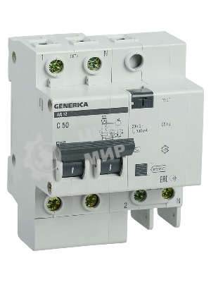 Выключатель автоматический дифференциального тока 2п 50А 300мА АД12 GENERICA IEK MAD15-2-050-C-300