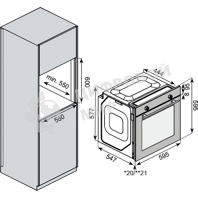 Встраиваемый духовой шкаф Kuppersberg HF 609 BX, High-Tech, объем 80 л, 10 режимов работы, телескопические направляющие, цифровой таймер, 2 стекла в дверце, утапливаемые переключатели, энергоэффективность А, черный/нержавеющая сталь
