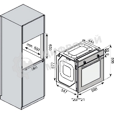 Встраиваемый духовой шкаф Kuppersberg HF 609 BX, High-Tech, объем 80 л, 10 режимов работы, телескопические направляющие, цифровой таймер, 2 стекла в дверце, утапливаемые переключатели, энергоэффективность А, черный/нержавеющая сталь