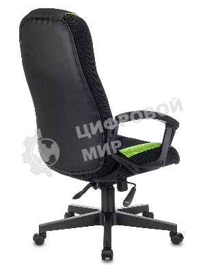 Кресло Бюрократ Zombie 9 черный/салатовый, экокожа, 120 кг, механизм качания