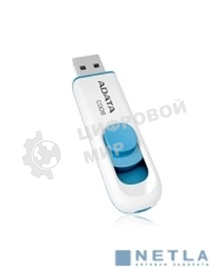 Флешка USB ADATA С008 (AC008-64G-RWE), 64Gb, USB 2.0, R/W 15/5, белый/синий