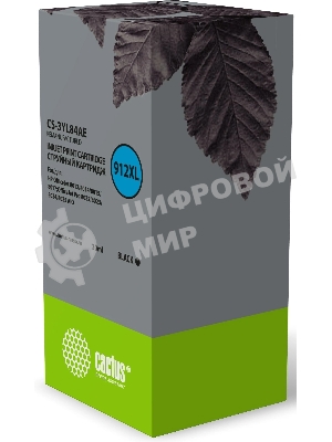 Картридж струйный Cactus CS-3YL84AE 912XL (есть ограничения по прошивке) черный (30 мл) для HP OfficeJet 8012/8014/8015/8017;OfficeJet Pro 8022/8023/8024/8025 AIO