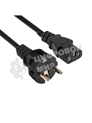 Кабель питания ExeGate Power PC-1P (Евровилка Schuko->C13, VDE-250V-3*1.0мм2, медь, черный, 16A, 1м)