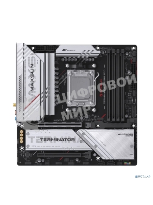 Материнская плата MAXSUN MS-Terminator B850M PRO WIFI (Socket AM5, mATX, 4*DDR5(192Gb), DP/HDMI, 2*SATA3, 3*M.2, 1*PCIEx16/1*PCIEx4, 1* Type-C, 4*USB 2.0, 4*USB 3.2, LAN 1*2.5G, SPDIF, WiFi 6E, RTL)