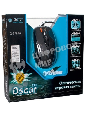 Мышь проводная A4Tech X-718BK черный, 3000 dpi, USB, кнопки - 7