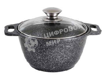 КУКМОР КМТ32а 3,0 л. Кастрюля литая 3,0 л стеклянная крышка. Темный мрамор.