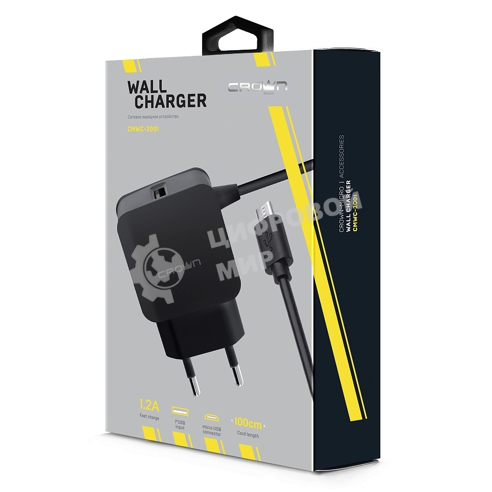 Сетевое зарядное устройство универсальное Crown CMWC-3001 черный