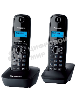 Телефон беспроводной (DECT) Panasonic KX-TG1612RUH (серый) Доп трубка в комплекте,АОН, Caller ID,12 мелодий звонка,поиск трубки