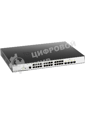 Коммутатор D-Link Switch DGS-3000-28XMP/B1A Управляемый коммутатор 2 уровня с 24 портами 10/100/1000Base-T и 4 портами 10Gbase-X SFP+ (24 порта с подд