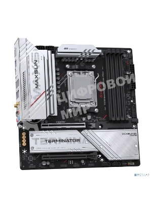Материнская плата MAXSUN MS-Terminator B850M PRO WIFI (Socket AM5, mATX, 4*DDR5(192Gb), DP/HDMI, 2*SATA3, 3*M.2, 1*PCIEx16/1*PCIEx4, 1* Type-C, 4*USB 2.0, 4*USB 3.2, LAN 1*2.5G, SPDIF, WiFi 6E, RTL)