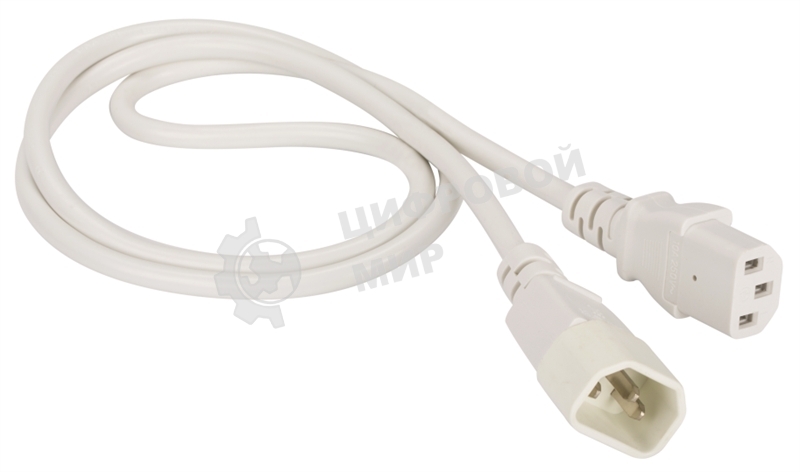 Шнур питания Lanmaster C13-C14, 3х0.75, 220В, 10А, белый, 1 метр