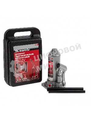 Домкрат Matrix бутылочный 3т h подъема 194–372мм в пласт. кейсе