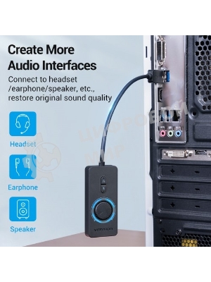 Внешняя звуковая карта Vention USB c регулятором громкости Черная