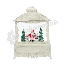 Декоративный фонарь Neon-night с эффектом снегопада и подсветкой Рождественский лес, белый